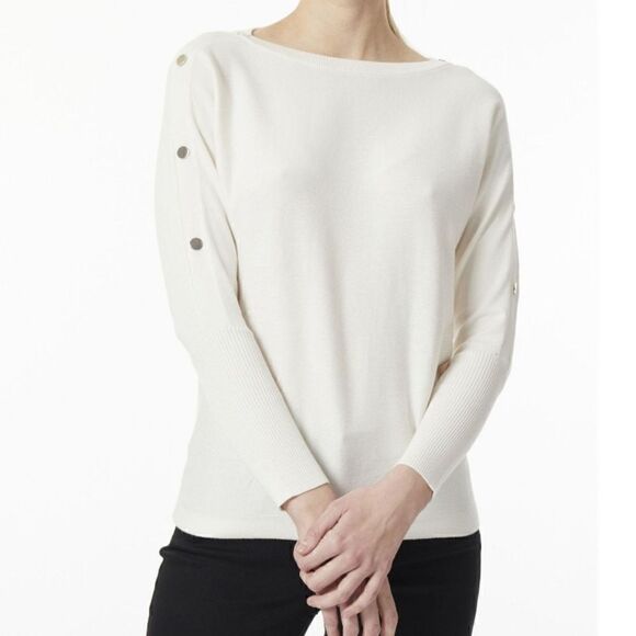 JONES NEW YORK Womens Beige Long Sleeve Boat Neck Wear Size M - Picture 1 of 5